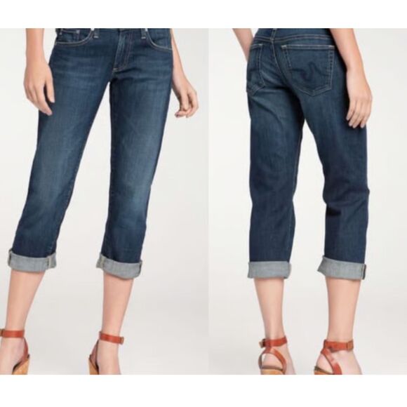 Ag Adriano Goldschmied The Tomboy Crop Jeans Straight Leg Dark Wash - Picture 1 of 6